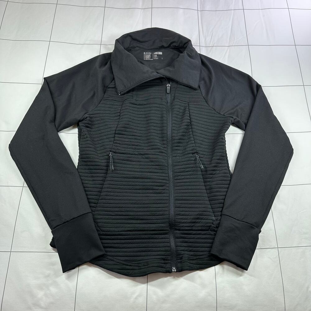 5.11 Tactical Jacket Womens Medium Black Crystal Hybrid Full Zip Asymmetrical View 3